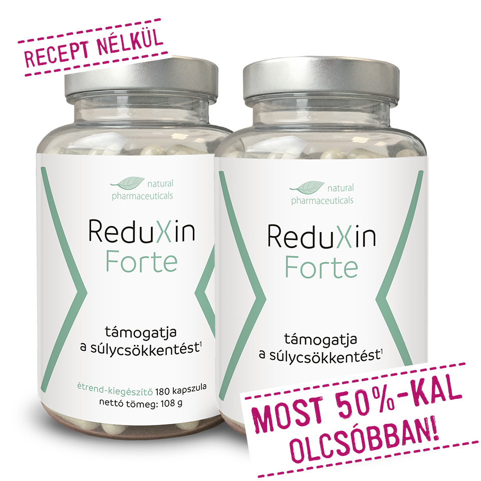 Natural Pharmaceuticals ReduXin® Forte étrend-kiegészítő, két tégely, egyenként 180 kapszula.
